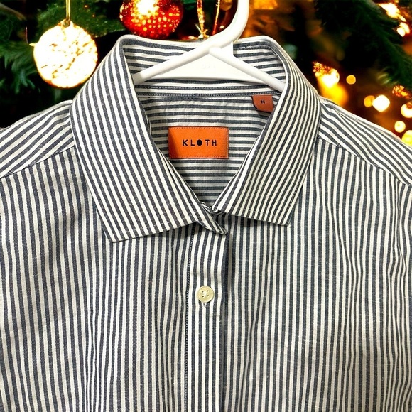 KLOTH STRIPPED GREYISH BLUE AND WHITE BLOUSE - Picture 1 of 7